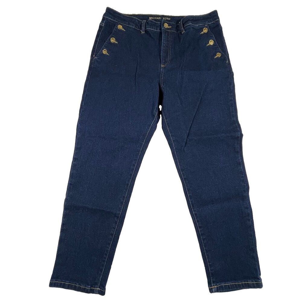 Michael Kors Women’s Button Front Jeans Dark Wash Denim 33x26 Size 12